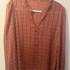 Shein button detail chiffon blouse mauvy pink color